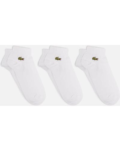 Lacoste Three-Pack Logo-Embroidered Cotton-Blend Socks - Weiß