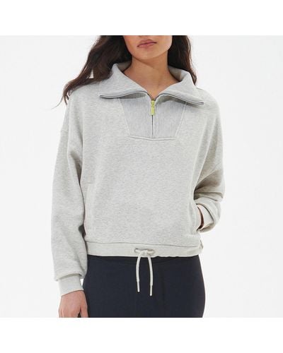 Barbour Ennis Cotton-blend Quarter-zip Sweatshirt - Grey