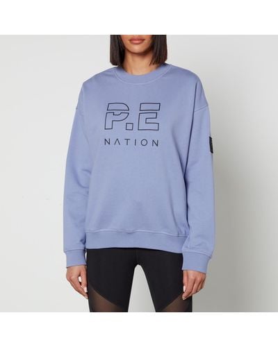 P.E Nation Logo-print Organic Cotton-jersey Sweatshirt - Blue