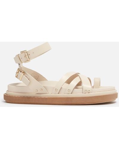 Alohas Buckle Up Leather Sandals - Natural