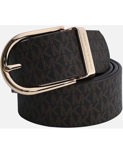 Michael Kors Reversible Leather and Coated-Canvas Belt - Schwarz