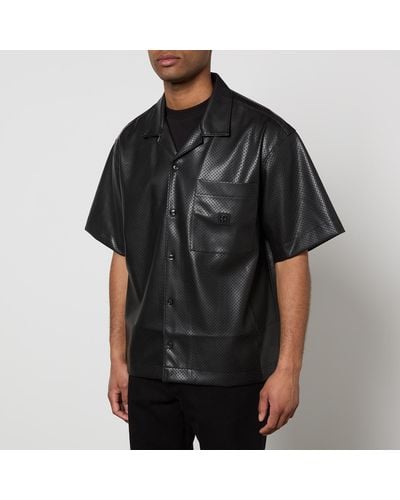 HUGO Egeeno Short Sleeved Faux Leather Shirt - Black