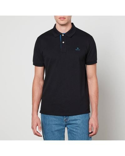 GANT Contrast Collar Cotton-Piqué Polo Shirt - Schwarz