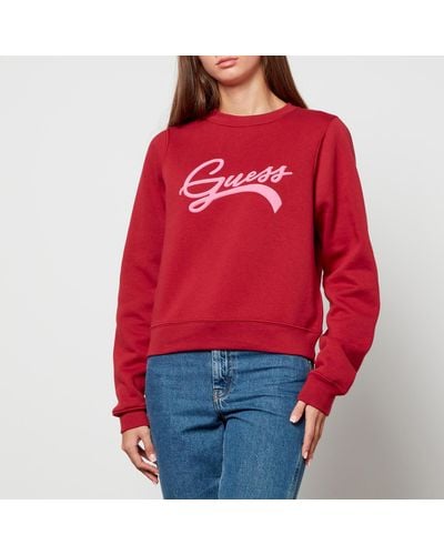 Guess Logo-appliquéd Fleece-back Cotton-blend Jersey Sweatshirt - Red