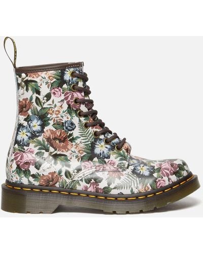 Dr. Martens 1460 Floral-print Leather 8-eye Boots - Brown