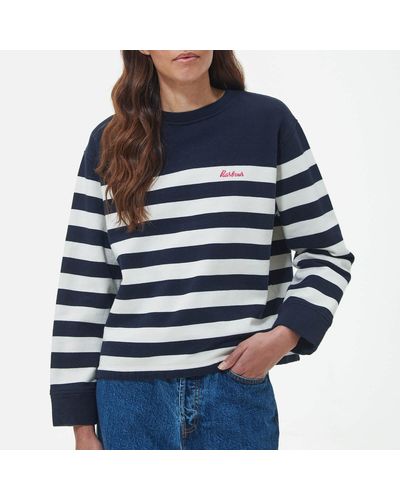 Barbour Aster Striped Cotton-jersey Sweater - Blue