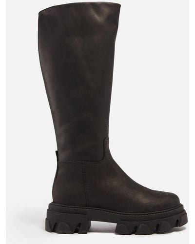 Steve Madden Mana Leather Knee-high Platform Boots - Black