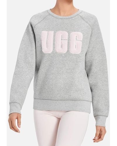 UGG Madeline Fuzzy Logo Crewneck Sweatshirt - Grey