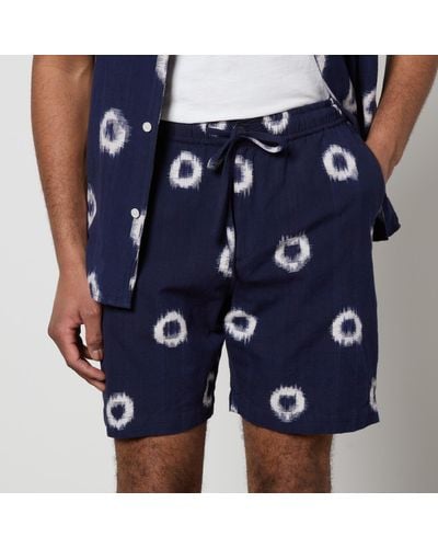 Wax London Kurt Cotton-jacquard Shorts - Blue