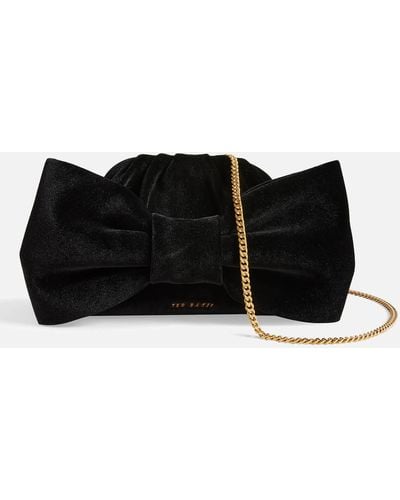 Ted Baker Niasie Bow Velvet Clutch Bag - Black