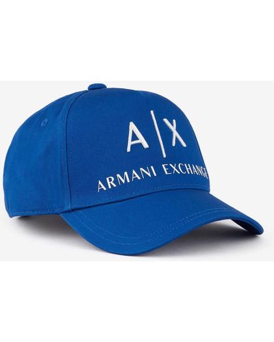 Armani Exchange Embroidered Logo Cotton Baseball Cap - Blue