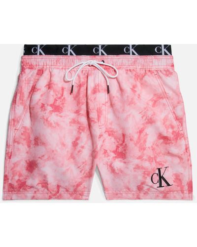 Calvin Klein Nylon Double Waistband Swimming Shorts - Pink