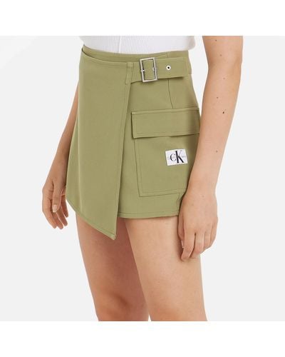 Calvin Klein Buckle Wrap Woven Mini Skort - Green