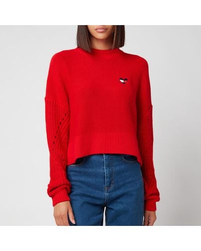 Tommy Hilfiger Tjw Homespun Heart Logo Sweater - Red