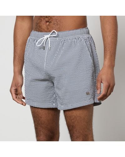 BOSS Velvetfish Seersucker Swimming Trunks - Blue