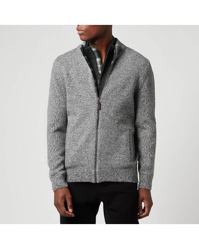Barbour Tartan Fife Zip Through Sweater - Gray