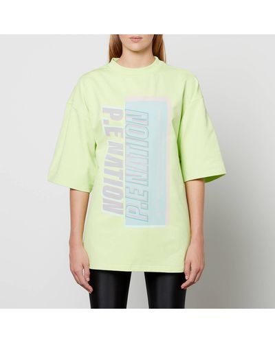 P.E Nation Alignment Oversized Printed Organic Cotton-jersey T-shirt - Green