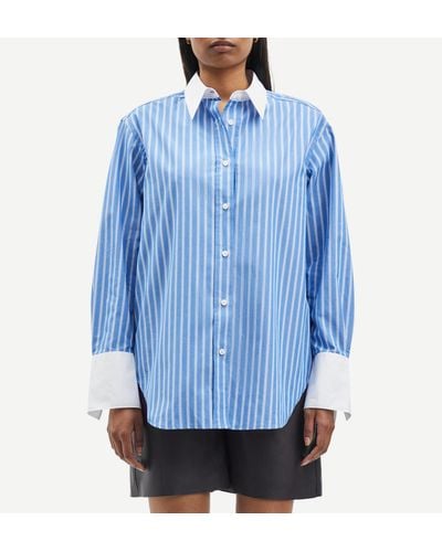 Samsøe & Samsøe Salovas Striped Cotton-poplin Shirt - Blue