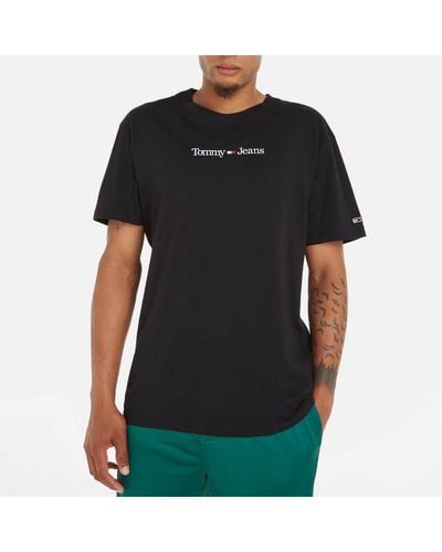 Tommy Hilfiger Classic Linear Logo-embroidered Cotton T-shirt - Black