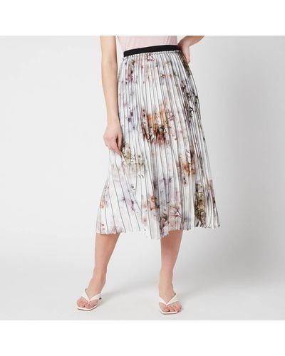 Ted Baker Flavvia Vanilla Printed Pleated Skirt - White
