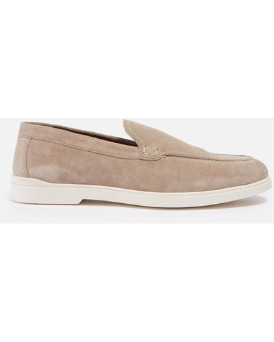 Walk London Joshua Suede Slip On Loafers - Natural