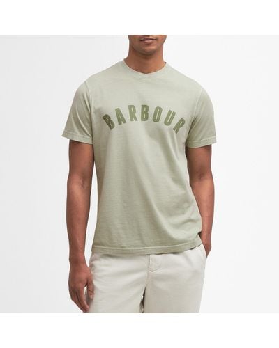 Barbour Terra Dye Logo-print Cotton-jersey T-shirt - Green
