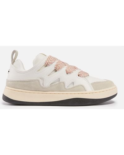 Steve Madden Roaring Cupsole Faux Suede And Mesh Sneakers - White