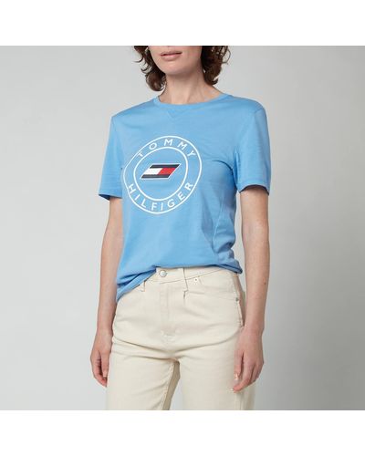 Tommy Sport Slim Round Graphic Crew Neck T-shirt - Blue