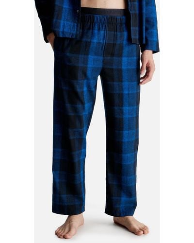 Calvin Klein Cotton-flannel Sleep Pants - Blue