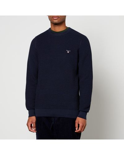 GANT Logo Embroidery Cotton-knit Sweater - Blue