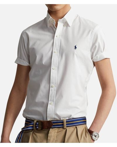 Polo Ralph Lauren Slim Fit Stretch Poplin Cotton-Blend Shirt - Gray