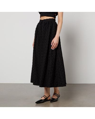 Sister Jane Dream Mara Floral Fil-coupé Cotton-blend Skirt - Black