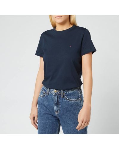 Tommy Hilfiger T-Shirt aus Organic Cotton mit Logo-Stickerei - Blau