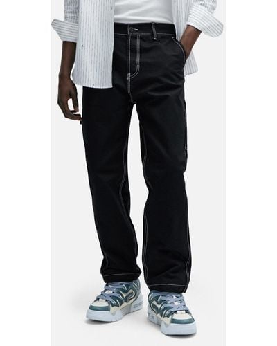 HUGO Gion241 Contrast Stitch Denim Jeans - Black