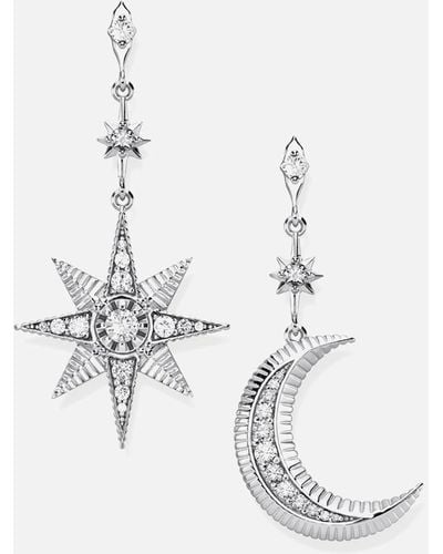 Thomas Sabo Star And Moon Sterling Silver Earrings - White