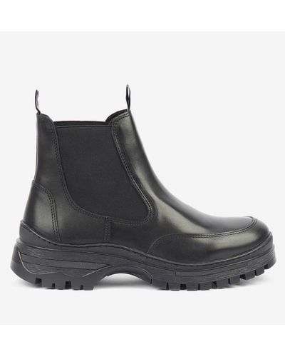 Barbour International Morgan Chunky Leather Chelsea Boots - Black