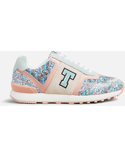 Ted Baker Tynnah Running Style Floral Leather Sneakers - Blue