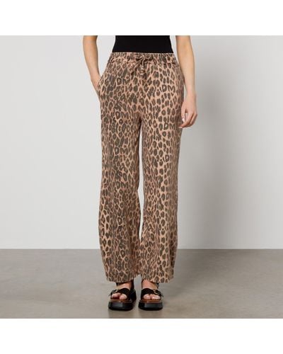 Damson Madder Rafe Leopard-print Denim Pants - Brown