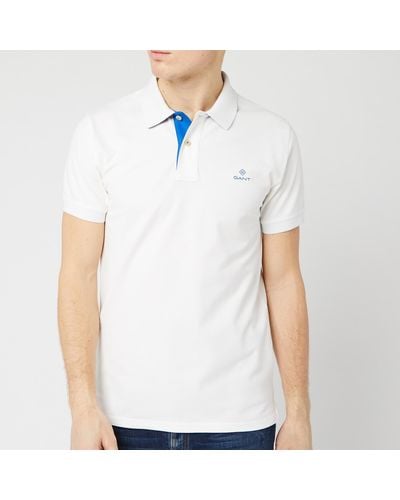 GANT Contrast Collar Pique Rugger Polo Shirt - White