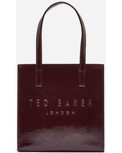 Ted Baker Alicon Crinkle Patent Embossed Small Icon Tote Bag - Red