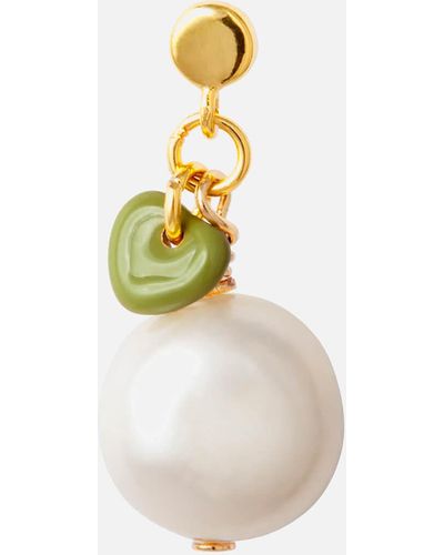 Lulu Topping Gold-Plated, Pearl and Enamel Earring - Mettallic