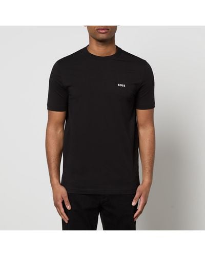 BOSS Logo-print Cotton-blend Jersey T-shirt - Black