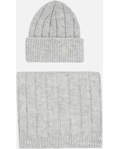 Tommy Hilfiger Timeless Knitted Scarf And Beanie Set - White