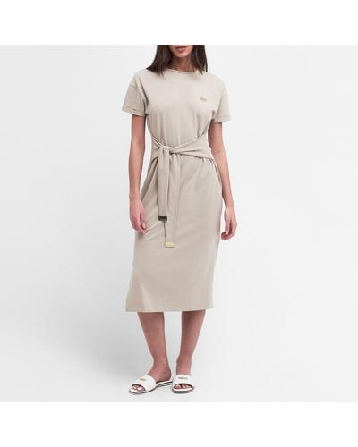 Barbour Whitson Stretch Ribbed-cotton Midi Dress - Natural