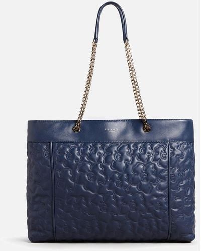 Ted Baker Ayliia Magnolia Quilted Leather Tote Bag - Blau