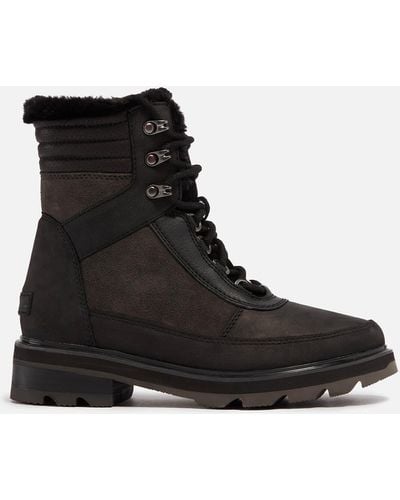 Sorel Lennox Waterproof Leather and Suede Boots - Schwarz