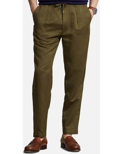 Polo Ralph Lauren Linen, Lyocell And Cotton-blend Pants - Green