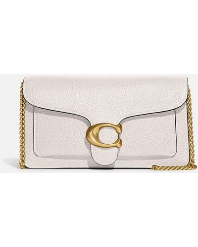 COACH Tabby Chain Leather Clutch Bag - Natural