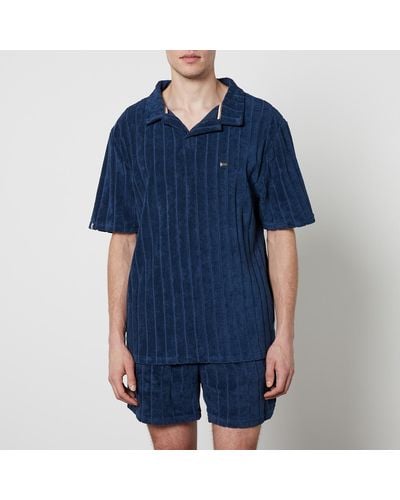 BOSS Terry Flannel Polo Shirt - Blue