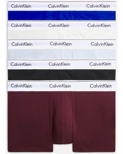 Calvin Klein Five-pack Cotton-blend Boxer Trunks - Purple